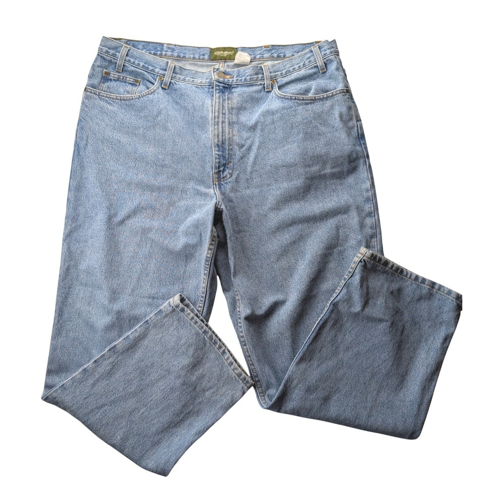 Eddie Bauer Relaxed Fit Light Wash Denim Jeans Mens 42x30 Blue Cotton Straight